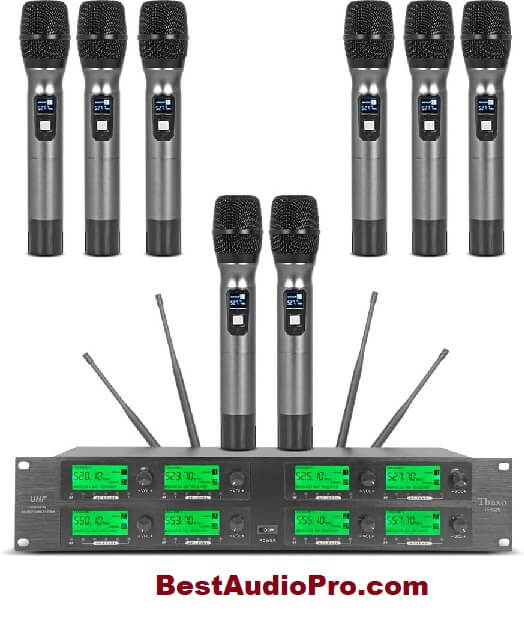 Wireless Microphone System 8 Channel Microphones UHF 8 Handheld Mic Karaoke DJ Mic Karaoke System