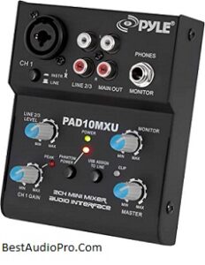 Pyle USB Sound Card-Enabled 2-Channel Audio Mixer